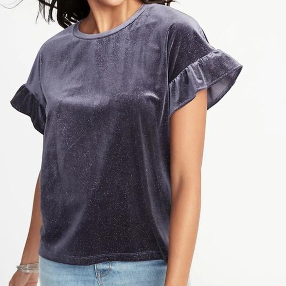 Old Navy Tops - Old Navy Glitter-Velvet Ruffle-Sleeve Top